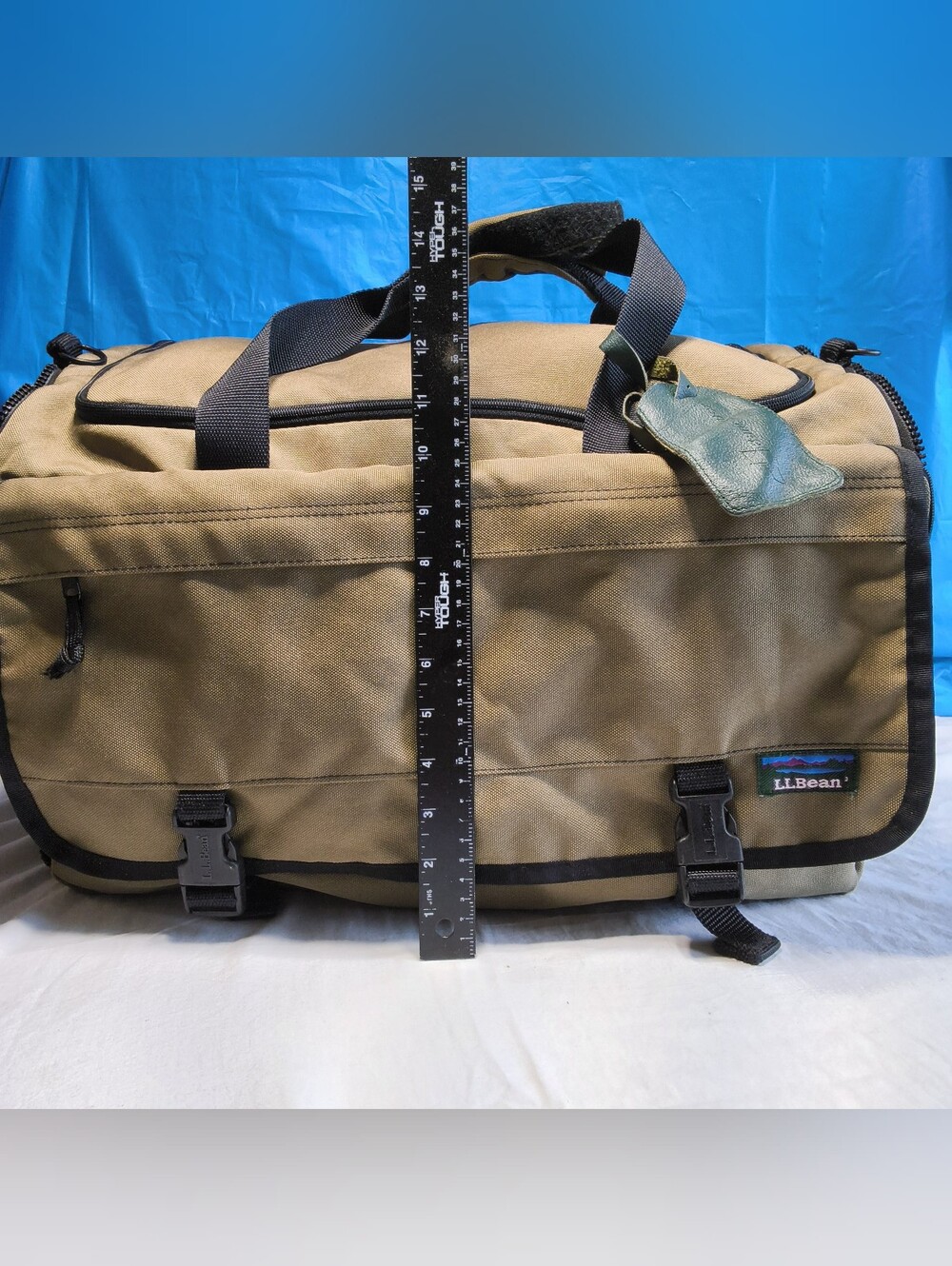 Vintage L.L. Bean Brown Canvas Duffle Bags Weekender Travel Gear Retro Blue Logo - Picture 14 of 16
